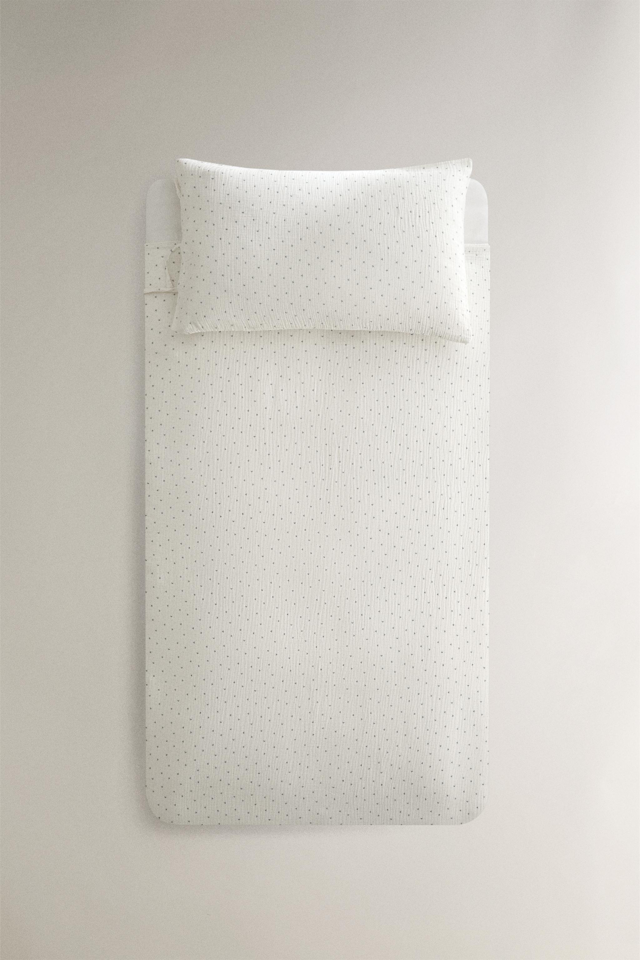 KIDS' COTTON DUVET COVER WITH DOTS